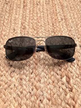 Ray-Ban RB3524 029/71 Gunmetal and Blue Square Aviator Sunglasses